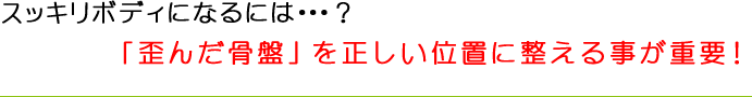 スッキリボディになるには・・・？「歪んだ骨盤」を正しい位置に整える事が重要！